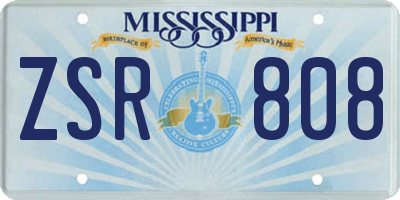 MS license plate ZSR808