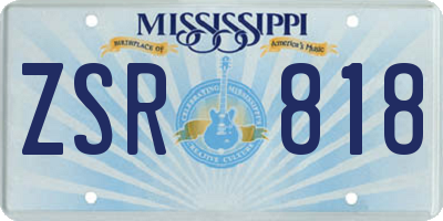 MS license plate ZSR818