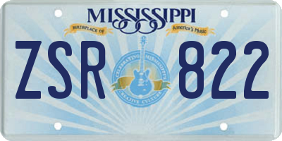 MS license plate ZSR822