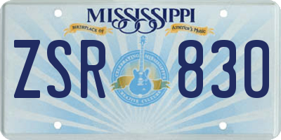 MS license plate ZSR830