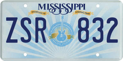 MS license plate ZSR832
