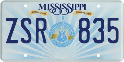 MS license plate ZSR835
