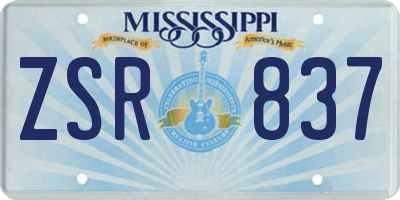 MS license plate ZSR837