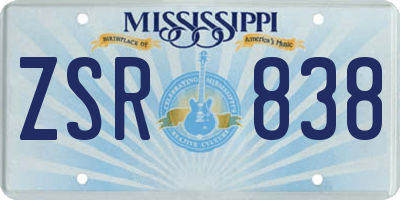 MS license plate ZSR838