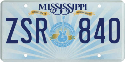 MS license plate ZSR840