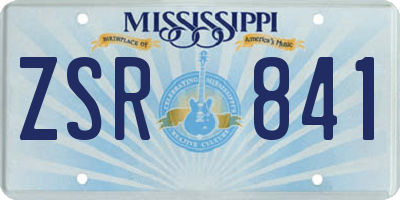 MS license plate ZSR841