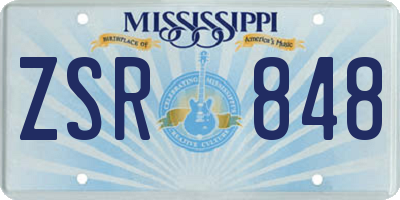 MS license plate ZSR848