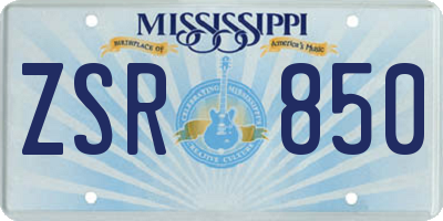MS license plate ZSR850