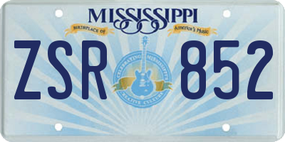 MS license plate ZSR852