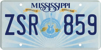 MS license plate ZSR859