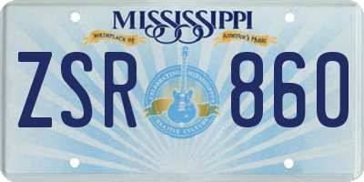 MS license plate ZSR860