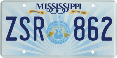 MS license plate ZSR862
