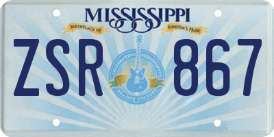 MS license plate ZSR867