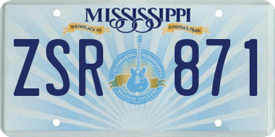 MS license plate ZSR871