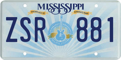 MS license plate ZSR881