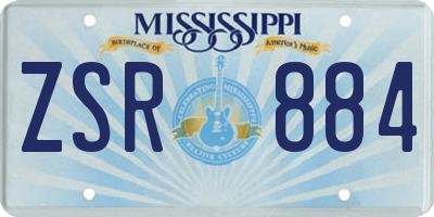 MS license plate ZSR884
