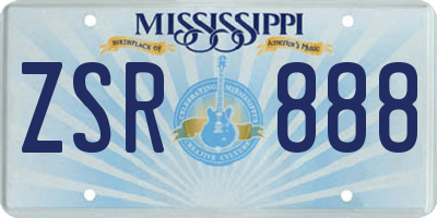 MS license plate ZSR888