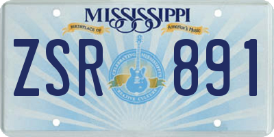 MS license plate ZSR891