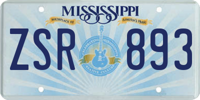 MS license plate ZSR893