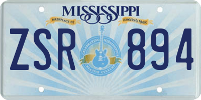 MS license plate ZSR894