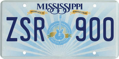 MS license plate ZSR900