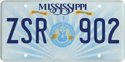 MS license plate ZSR902