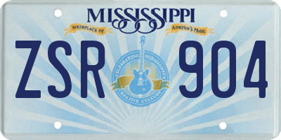 MS license plate ZSR904
