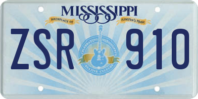 MS license plate ZSR910