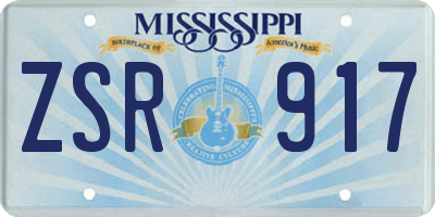 MS license plate ZSR917