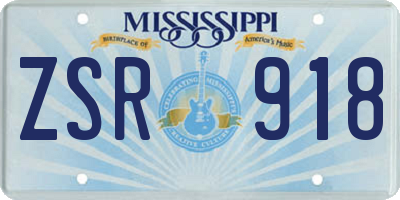 MS license plate ZSR918
