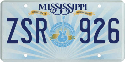 MS license plate ZSR926