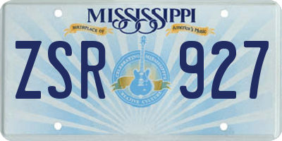 MS license plate ZSR927