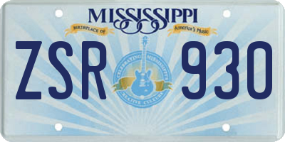 MS license plate ZSR930