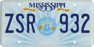 MS license plate ZSR932