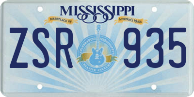 MS license plate ZSR935