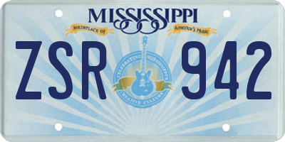 MS license plate ZSR942