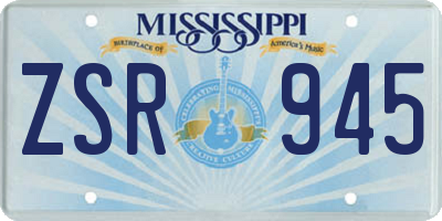 MS license plate ZSR945
