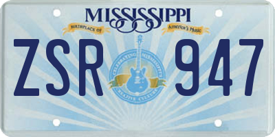 MS license plate ZSR947