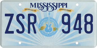 MS license plate ZSR948