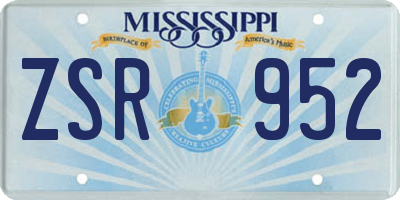 MS license plate ZSR952