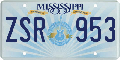 MS license plate ZSR953