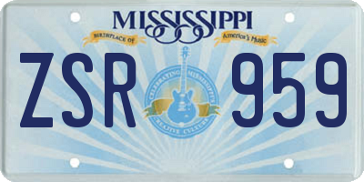 MS license plate ZSR959