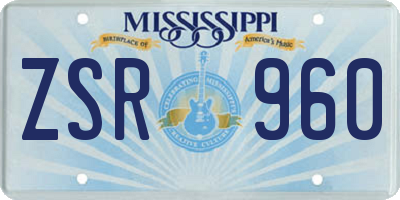 MS license plate ZSR960
