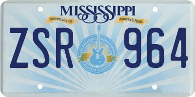 MS license plate ZSR964
