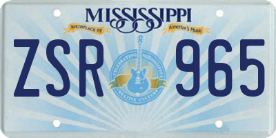 MS license plate ZSR965
