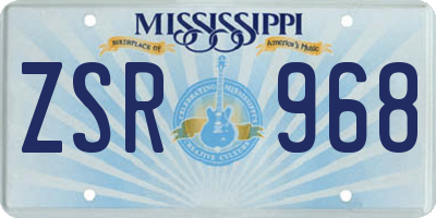 MS license plate ZSR968