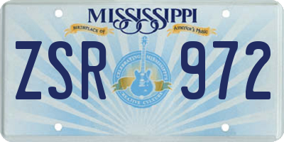 MS license plate ZSR972