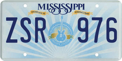 MS license plate ZSR976