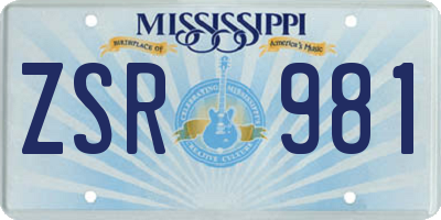 MS license plate ZSR981