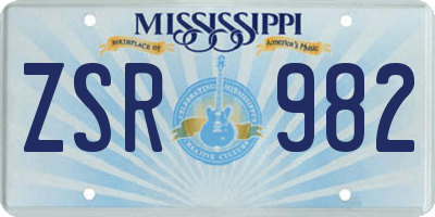 MS license plate ZSR982